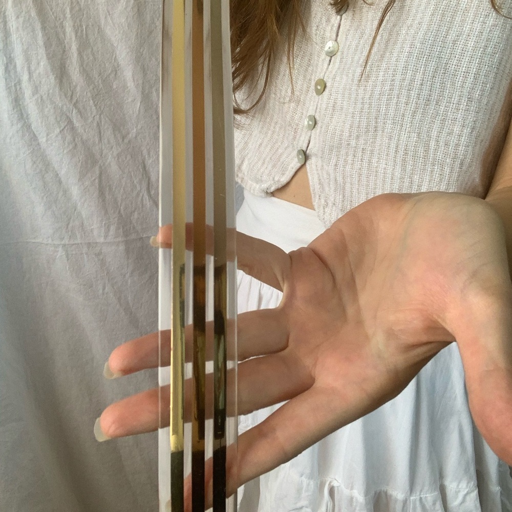 Vintage western plastic gold striped see through belt - Picture 4 of 9